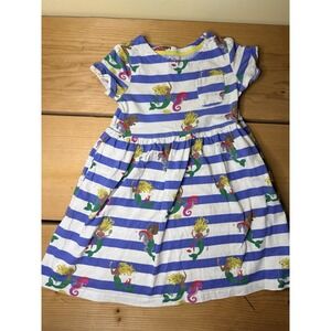 Mini Boden Dress Mermaid Blue white Stripe w/Pocket Short sleeve Girls 6-7Y PLAY
